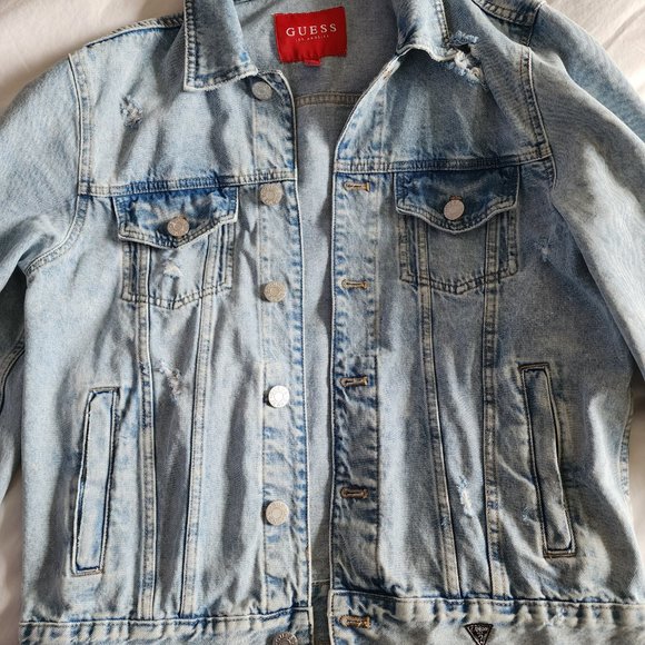 Guess Ripped/Distressed Denim Jacket (Medium) (Never Worn) - Picture 2 of 13